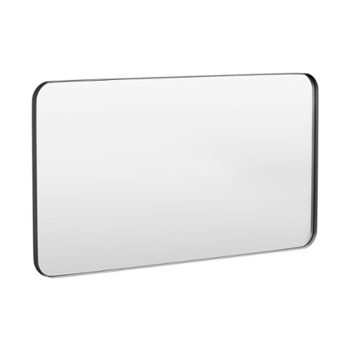 LOVMOR - 55 in. W x 30 in. H Tempered Glass Rounded Rectangle Framed Wall-Mounted Bathroom Vanity Mirror in Black - Black