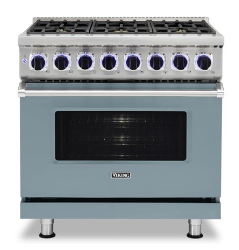 Viking - 36"W./24"D. Dual Fuel Sealed Burner Range-6 Burners-LP - November Sky-Front_Standard 