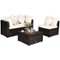 Costway - 4PCS Patio Rattan Wicker Sofa Furniture Set Cushioned Conversation Ottoman Set - White-Front_Standard