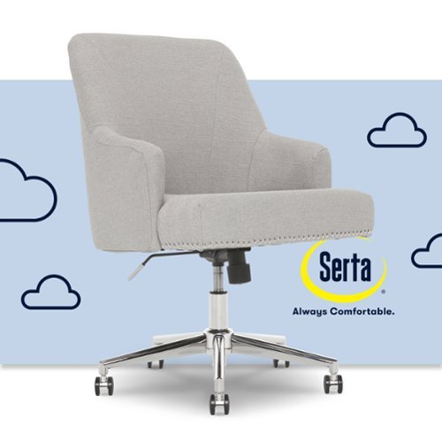 Serta - Leighton Modern Upholstered Home Office Chair with Memory Foam - Cloud Gray - Woven  Fabric