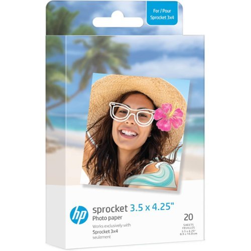 HP Sprocket 3.5x4.25” Zink Sticky-backed Photo Paper (20 Pack) for the HP Sprocket 3x4 Photo Printer - White