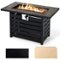 Costway - 42" Rectangular Propane Fire Pit Table 50,000 BTU W/ Lava Rocks & PVC Cover - Black-Front_Standard
