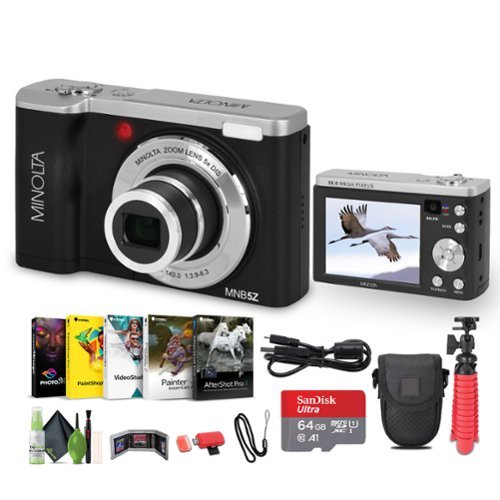 Minolta - MNB5Z Digital Camera 56MP with 5x Optical Zoom Bundle - Black-Front_Standard 