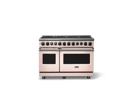 Front. Viking - 48 in. Wide 8 Burner Dual Fuel Sealed Burner Range - Blush.