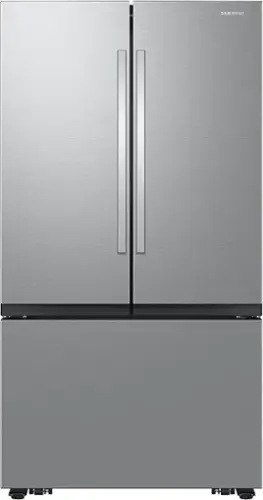 Front. Samsung - Open Box 27 cu. ft. French Door Counter Depth Smart Refrigerator with Dual Auto Ice Maker - Fingerprint Resistant Stainless Steel.