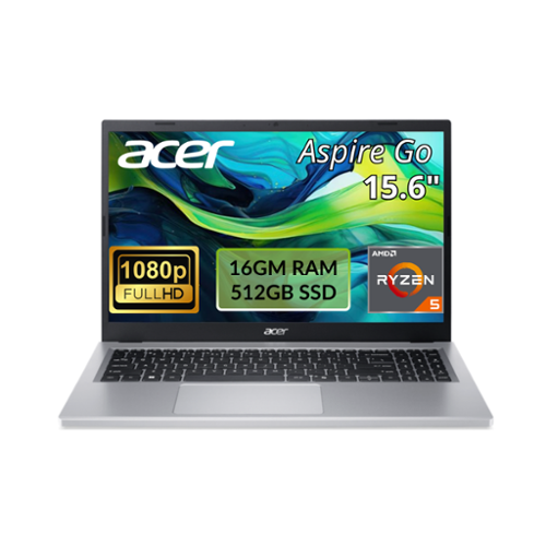 Acer - Aspire Go 15 - 15.6" Laptop Ryzen 5 7520U 16GB RAM 512GB SSD Radeon 610M Graphics Windows 11 AG15-21PT-R641 - Pure Silver-Front_Standard 