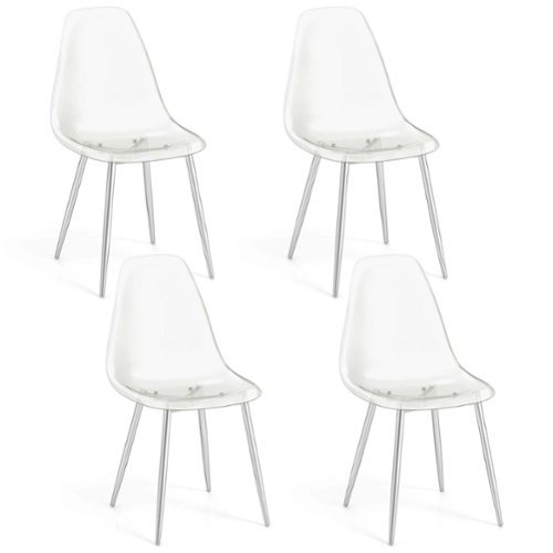 Costway Dining Chair Set of 4 with Heavy-Duty Electroplated Metal Legs Curved Back Armless - Silver