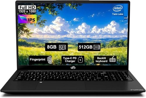 NIMO - 15.6" FHD IPS Student Laptop 8GB RAM 512GB SSD, 4 Cores 13th Gen Intel N150 3.6GHz Fingerprint Wi-Fi 6 - Black-Front_Standard 