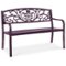 Best Choice Products - Outdoor Steel Bench Garden Patio Porch Furniture w/ Floral Design Backrest - Purple-Front_Standard