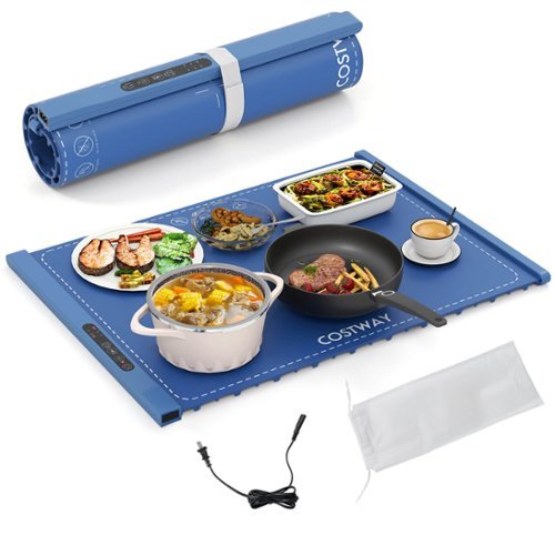 Costway - Rollable & Portable Electric Warming Tray with Fasting Heating Timer Auto Shut-Off - Blue-Front_Standard 