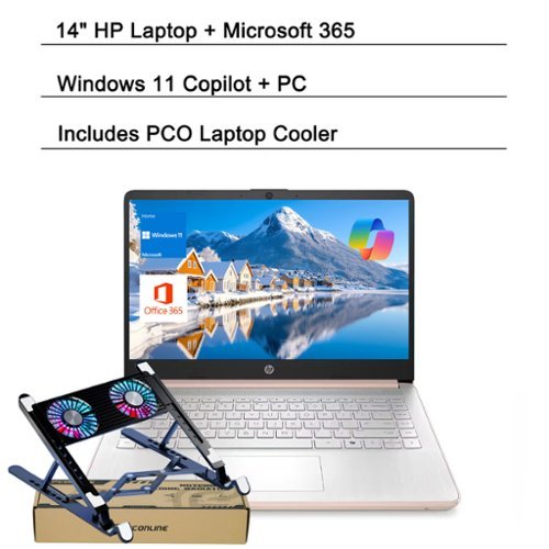 HP - 14" Laptop - Intel Quad-Core, 8GB RAM - 128GB eMMC - Copilot - For Everyday Productivity & Smart Learning - Rose-Front_Standard 