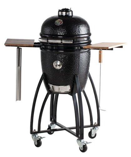 Saffire - Kamado—Medium Ceramic Grill and Smoker - Black-Angle_Standard 