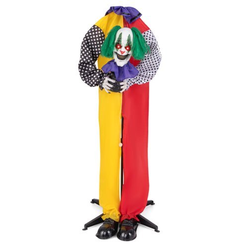 Costway 4.5FT Grins Animatronic Clown Halloween Decoration - Multicolor