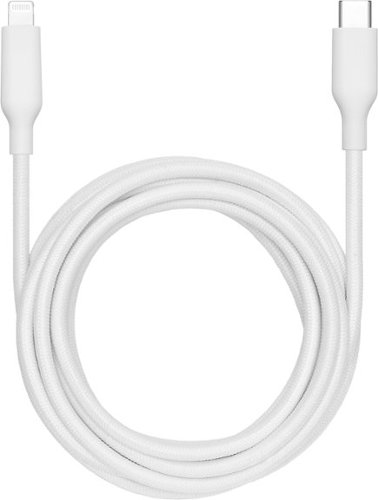 Best Buy essentials™ 10’ Lightning to USB-C Braided Charge-and-Sync Cable - White WORLDWIDE DELIVERY