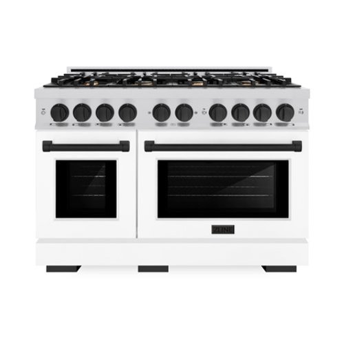 ZLINE - Autograph 48" Select Double Oven Dual Fuel Range with White and Black Accents (HDRZ-WM-48-MB) - White-Front_Standard 