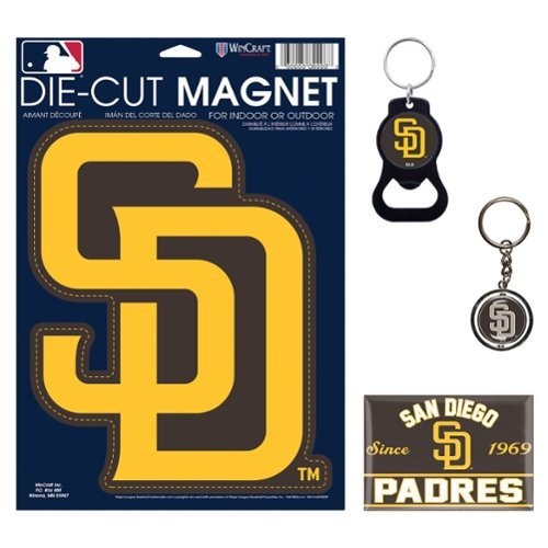 WinCraft - San Diego Padres 4-Pack Key Rings and Magnets Set - Multicolor-Front_Standard 