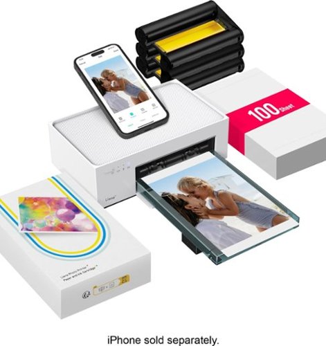 Liene - Amber M100 4x6 Inch Photo Printer 100 Sheets & 3 Ink Cartridges Refill - White