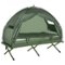 Outsunny - Multifunctional Folding Camping Cots for Adults, Elevated Tent with Sleeping Bag, Thick Air Mattress Pad - Green-Front_Standard