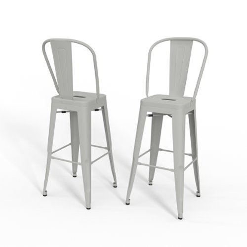 Simpli Home - Fletcher Metal Bar Stool (Set of 2) - White-Front_Standard 