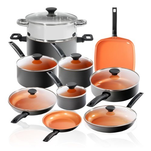 Gotham Steel - Pro Premier Hard Anodized 17 Piece Nonstick Cookware Set - Black-Front_Standard 
