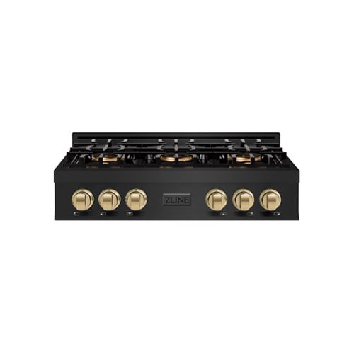 ZLINE - Autograph 36 in. Black Stainless Classic Rangetop with 6 DuoPro Burners and Bronze Accents (PCRTBZ-36-CB) - Black Stainless Steel-Front_Standard 