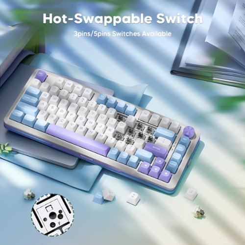 REDRAGON Wireless Mechanical Gaming Keyboard with Gasket Mounted, RGB Backlit 81 Keys, 75% Layout, Hot-Swappable - Purple/White/Blue GLOBAL SHIPPING