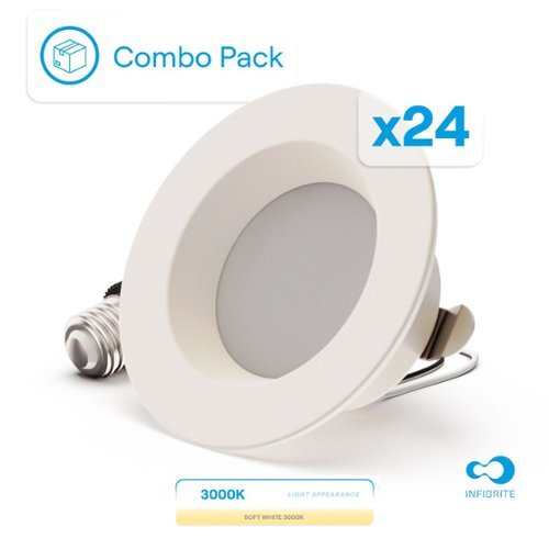 Infibrite - 4 In. Retrofit 3000K Warm Integrated LED Recessed Light Kit 9W 750LM Remodel, Dimmable, Wet Rated (24 Pack) - White-Front_Standard 