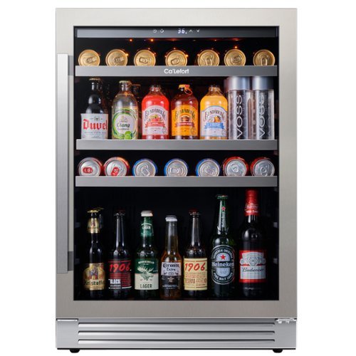 Ca'Lefort - 24 inch Beverage Refrigerator, 180 Cans, 34°F-54°F, Glass Door, 3LED, Built-In/Freestanding, 5.65 cu. ft - Silver-Front_Standard 