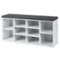 Costway - Entryway Padded Shoe Storage Bench 10-Cube Organizer Bench Adjustable - White-Front_Standard