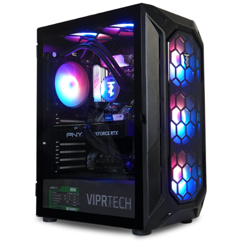 ViprTech - Ghost 3.0 Liquid-Cooled PC - AMD Ryzen 7 (4.4Ghz), RTX 4060 8GB, 16GB DDR4, 1TB SSD, Gaming Computer - Black-Front_Standard 