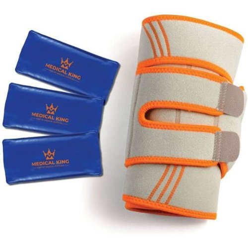 Medical King - Knee Ice Pack Wrap - Reusable Gel Cold & Hot Therapy with Compression, Adjustable Straps for Pain Relief & Injuries - Multicolor-Front_Standard 