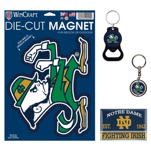 WinCraft - Notre Dame Fighting Irish 4-Pack Key Rings and Magnets Set - Multicolor-Front_Standard 