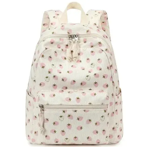 Corduroy Beige Strawberry-pink