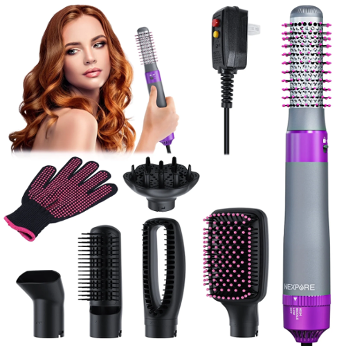 NEXPURE - Hair Dryer Brush, Hot Air Brush, Blow Dryer Brush Tool Set for Straightener,Dryer and Curling,No Heat Damage-Front_Standard 