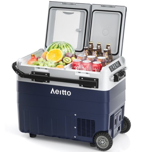 Aeitto - 52QT Electric Cooler & Freezer Dual Zone Portable Car Refrigerator with Independent Temperature Control - Blue-Front_Standard 