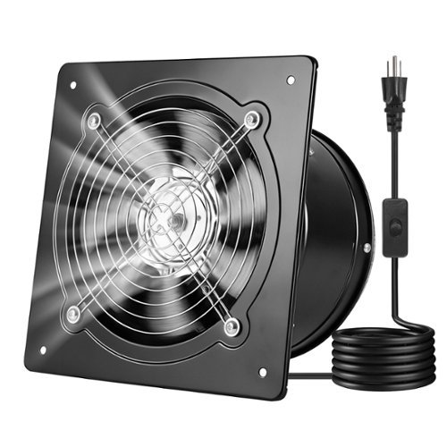 VEVOR - 8 Inch Exhaust Fan, 576 CFM High Velocity Wall Mount Vent Fan with On/Off Control, Low Consumption - Black-Front_Standard 