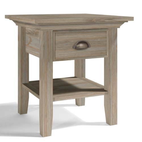 Simpli Home - Redmond SOLID WOOD 19 inch Wide Square Transitional End Table in Distressed Grey - Distressed Gray-Front_Standard 