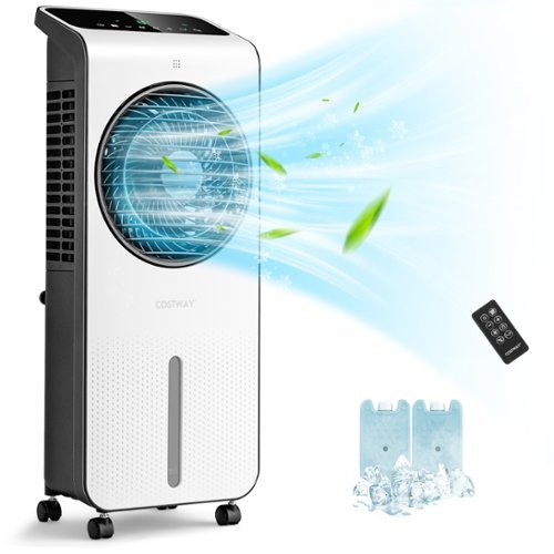 Costway Evaporative Air Cooler 3-in-1 Portable Swamp Cooling Fan w/ 12H Timer Remote - White