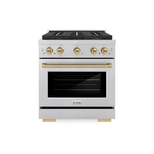 ZLINE - Autograph 30 in. 4.2 cu. ft. Freestanding Paramount Dual Fuel Range w/ DuoPro Cooktop in Satin Steel & Bronze Accents - Stainless Steel