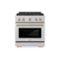ZLINE - Autograph 30 in. 4.2 cu. ft. Freestanding Paramount Dual Fuel Range w/ DuoPro Cooktop in Satin Steel & Bronze Accents - Stainless Steel-Front_Standard