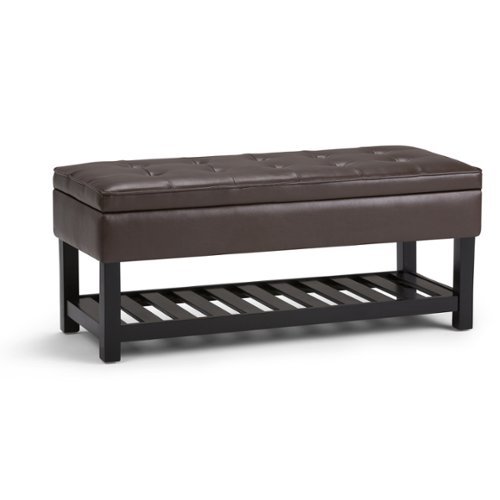 Simpli Home - Cosmopolitan Storage Ottoman Bench with Open Bottom - Chocolate Brown-Front_Standard 