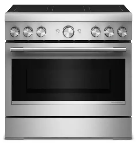 Front. KitchenAid - 5.1 Cu. Ft. Freestanding Electric Induction Commercial-Style Range with Air Fry and 6-Element - Stainless Steel.