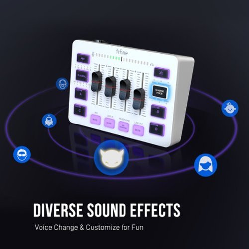 FIFINE USB Audio Mixer - 4 Channel Audio Interface with RGB for Gaming, Streaming, Content Creation - White WORLDWIDE DELIVERY