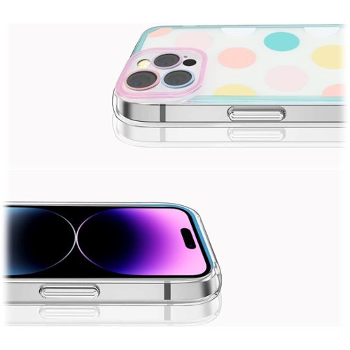 SaharaCase PolkaDot Hybrid-Flex Hard Shell Case for Apple iPhone 14 Pro Max - Clear/Pink/Teal HOW TO BUY
