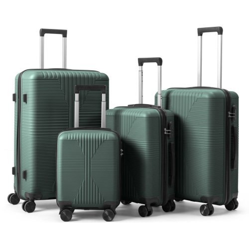 Winado - 16"/20"/24"/28" Carry on 4 Piece PP Hardside Luggage Suitcase Set with Built-in Lock Spinner Wheels for Travel Business - Green-Front_Standard 