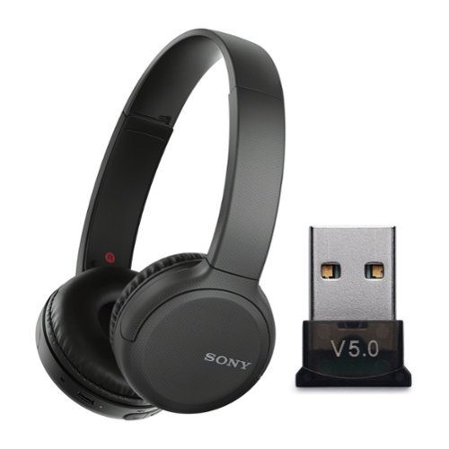 Sony - WH-CH510 Wireless On-Ear Headphones with USB Bluetooth Dongle Adapter - Black-Front_Standard 