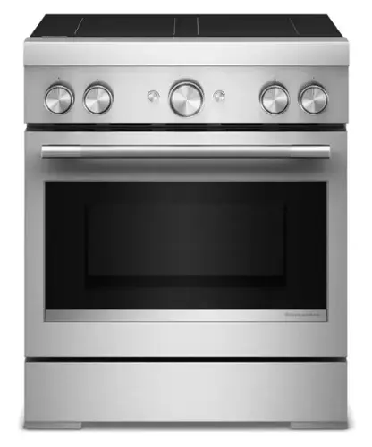 Front. KitchenAid - 4.1 Cu. Ft. Freestanding Electric Induction Commercial-Style Range with Air Fry and 4-Element - Stainless Steel.