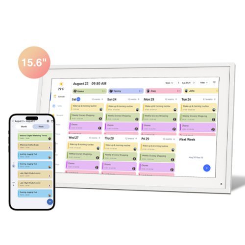 Viewedge - 15.6 inch Digital Calendar – Schedule, Chore Chart, Meal Planner, Task Rewards System, Family Photo Display - White-Front_Standard 