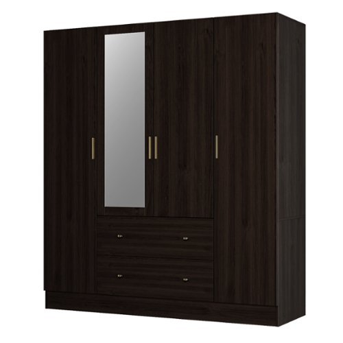 FUFU&GAGA Chocolate Classic Wardrobe: Chic Storage with Golden
