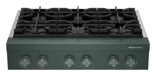 Front. KitchenAid - KitchenAid - KitchenAid 36-inch 6-Burner Gas Commercial-Style Rangetop - Juniper.
